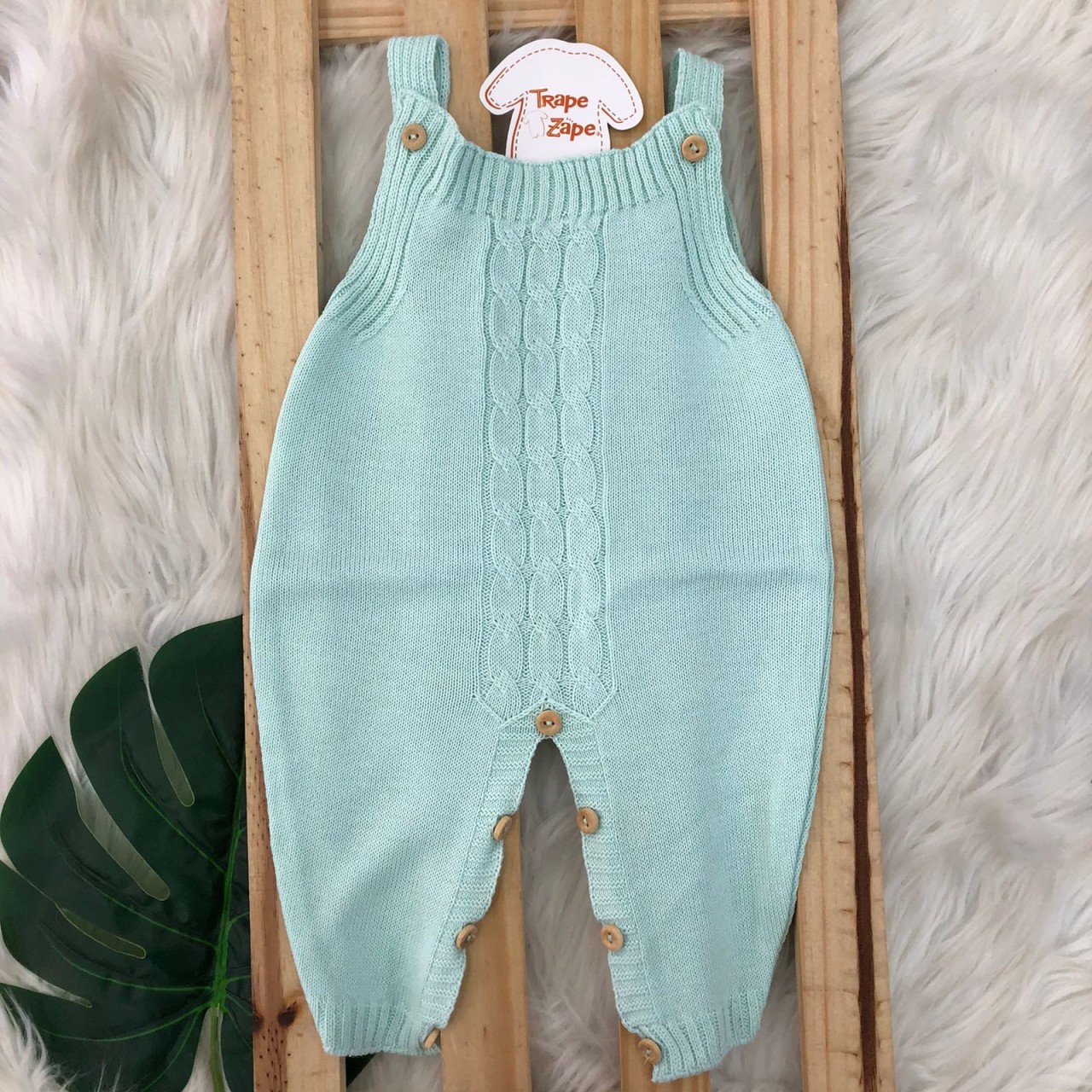 Jardineira de  Linha Trança Verde Agua